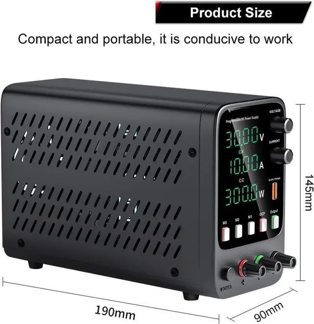 Alt view image 3 of 6 - Adjustable DC Power Supply 30V 10A Laboratory Programmable Memory Function Bench Power Source Voltage Regulator Switch(30V 10A)