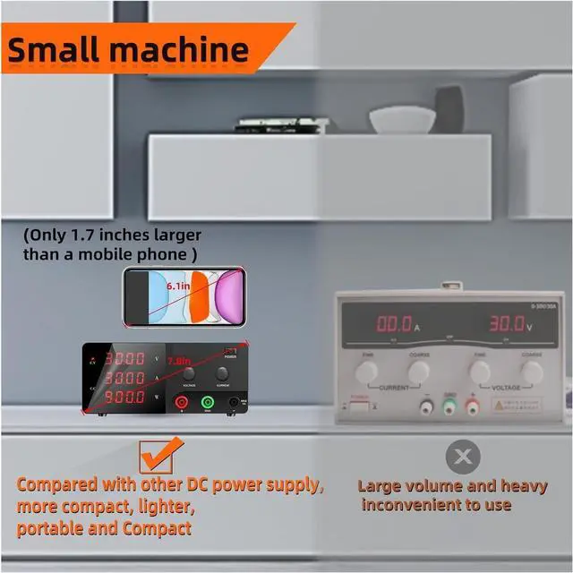 Alt view image 4 of 6 - Regulated Power Supply, DC Power Supply 60V 20A Laboratory 100V 10A 200V 5A Stabilized Adjustable Variable Digital Regulated Bench Source 30V 30A 40A Reliability and Safety (Color : 60V 20A, Size :