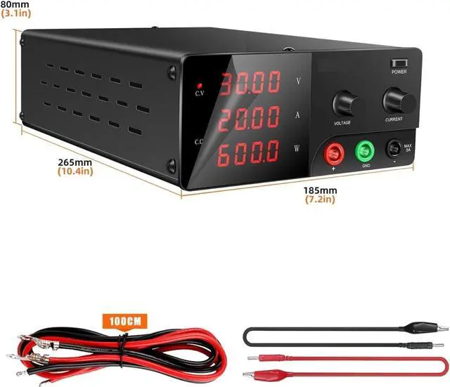 Alt view image 2 of 6 - Regulated Power Supply, Interface Programmable Remote Control Laboratory DC Power Supply Adjustable 600W 900W 30V20A 30A 15V 60A Reliability and Safety (Color : 100V 5A, Size : Type)