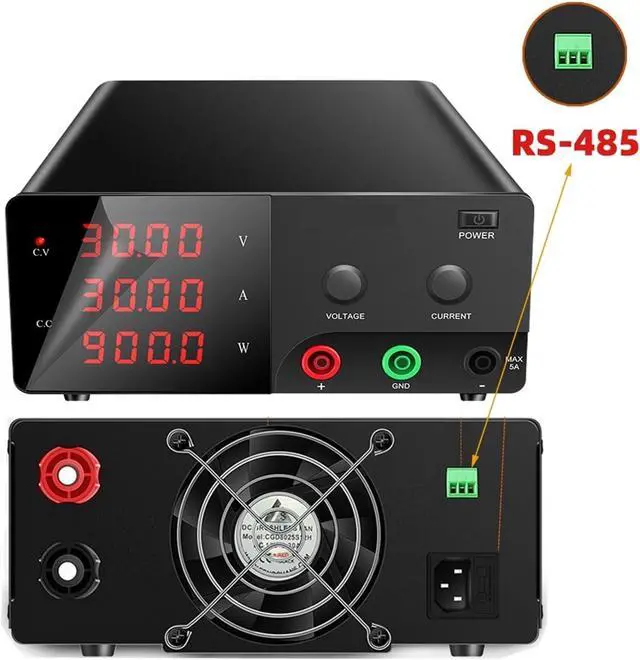 Alt view image 3 of 6 - Regulated Power Supply, Interface Programmable Remote Control Laboratory DC Power Supply Adjustable 600W 900W 30V20A 30A 15V 60A Reliability and Safety (Color : 100V 5A, Size : Type)