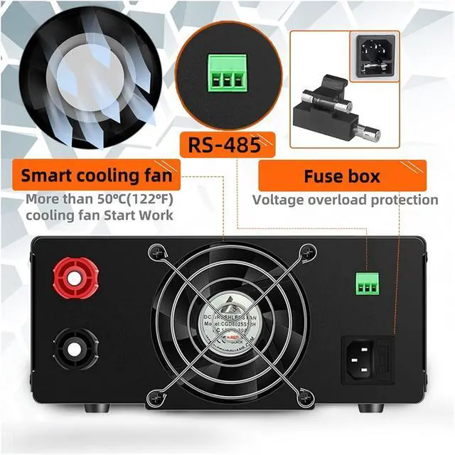 Alt view image 5 of 6 - Regulated Power Supply, Interface Programmable Remote Control Laboratory DC Power Supply Adjustable 600W 900W 30V20A 30A 15V 60A Reliability and Safety (Color : 100V 5A, Size : Type)