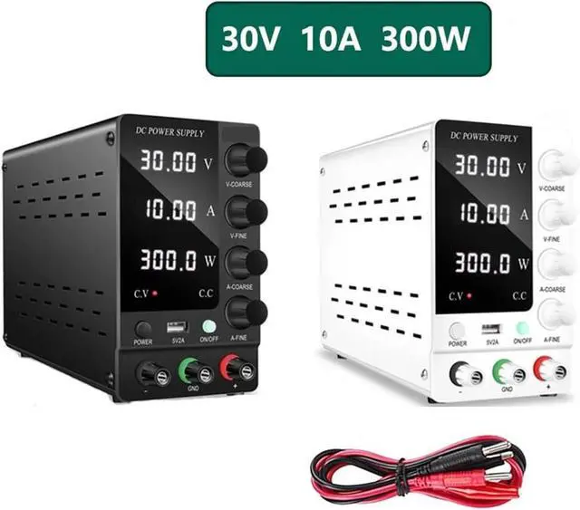 Alt view image 2 of 7 - Adjustable DC Power Supply 30V 10A Lab Power Supply Adjustable 4 Digits Voltage Regulator Stabilizer USB(30V 10A 300W White)