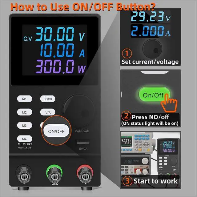 Alt view image 3 of 7 - Regulated Power Supply, Digital Programmable Laboratory DC Switching Power Supply 30V 10A 300V 1A 120V 3A 60V5A 200V Adjustable Port USB Interface Reliability and Safety (Color : SPPS3010DR, Size :