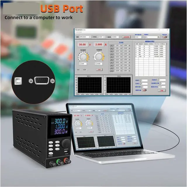 Alt view image 5 of 7 - Regulated Power Supply, Digital Programmable Laboratory DC Switching Power Supply 30V 10A 300V 1A 120V 3A 60V5A 200V Adjustable Port USB Interface Reliability and Safety (Color : SPPS3010DR, Size :