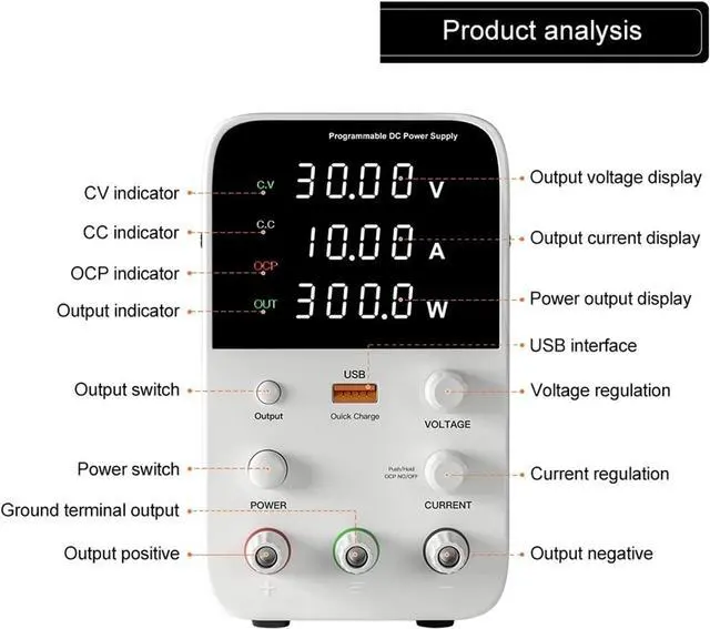 Alt view image 5 of 7 - Regulated Power Supply, Laboratory Workbench Power Supply 30V 10A Adjustable DC Power Supply Programmable Memory Function Switching Power Supply Reliability and Safety (Color : WPS605B 60V 5A, Size