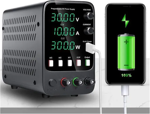 Alt view image 2 of 6 - Adjustable DC Power Supply 30V 10A Lab Programmable Memory Function Bench Power Source Voltage Regulator Switch 60V 5A(160V 2A)