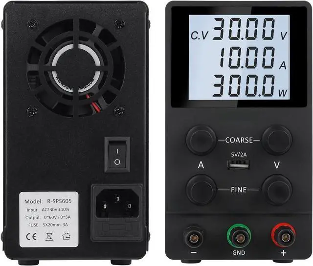 Alt view image 3 of 7 - Switching DC Lab Power Supply Adjustable 30V 10A Fine Regulation 0.001A 0.01V Regulated Power Supplies Current Stabilizer USB(SPS605D Black1)