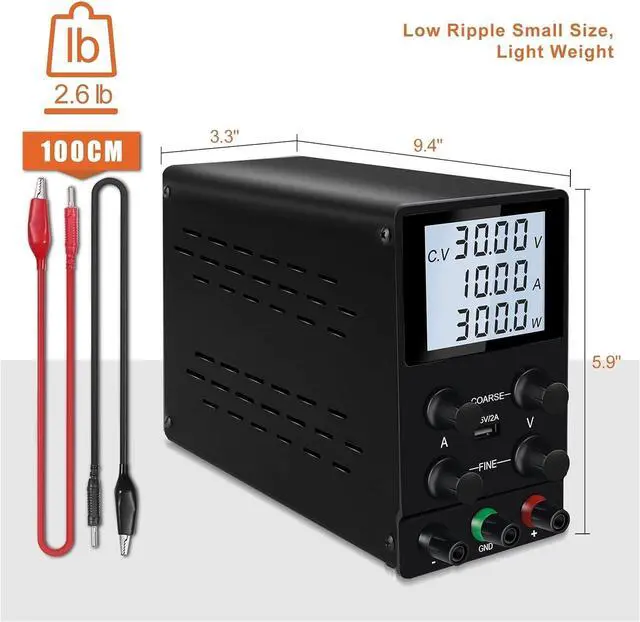 Alt view image 2 of 7 - Switching DC Lab Power Supply Adjustable 30V 10A Fine Regulation 0.001A 0.01V Regulated Power Supplies Current Stabilizer USB(SPS605D Black1)