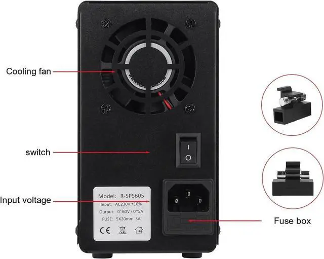Alt view image 5 of 7 - Switching DC Lab Power Supply Adjustable 30V 10A Fine Regulation 0.001A 0.01V Regulated Power Supplies Current Stabilizer USB(SPS605D Black1)