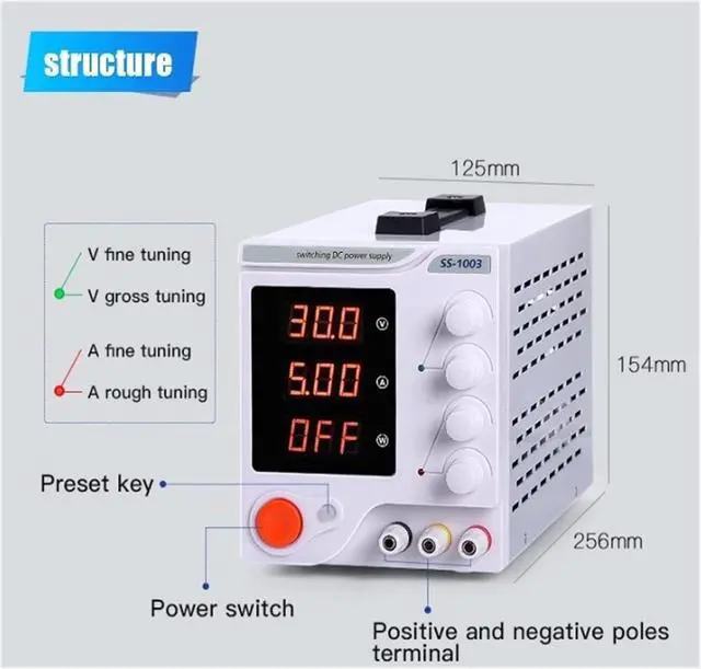 Alt view image 3 of 6 - Regulated Power Supply, Switching DC Power Supply Laboratory Adjustable 30v 10A LCD Screen Bench Power Source Regulator 4-Digit Digital Display Reliability and Safety (Color : SS-1502, Size : Plug)