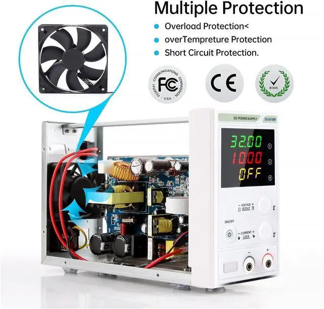 Alt view image 5 of 6 - Regulated Power Supply, Laboratory DC Power Supply Unit Adjustable 4 Digit Mini Lab Bench Power Supply Source Memory Function Voltage Regulator Reliability and Safety (Color : ABF-3010MF set3, Size