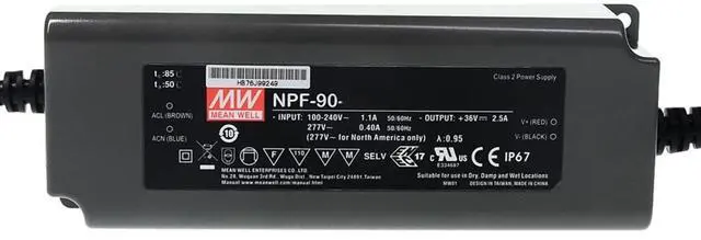 Alt view image 2 of 5 - Mean Well NPF 90W 15V 6A LED Driver NPF-90D-15 AC-DC Constant Current Voltage Switching Power Supply Converter Transformer with IP67, PFC, 3 in 1 Dimming