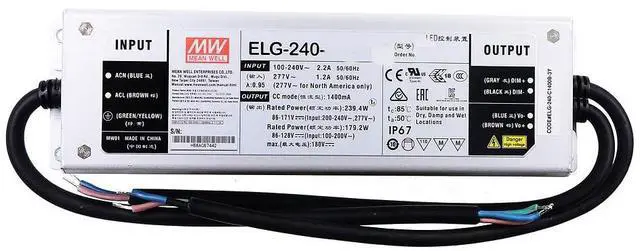 Main image of Mean Well ELG 240W 36V 6.66A LED Driver3 Wire Input ELG-240-36A-3Y Switching Power Supply Converter Transformer with IP67, PFC, Intelligent dimming