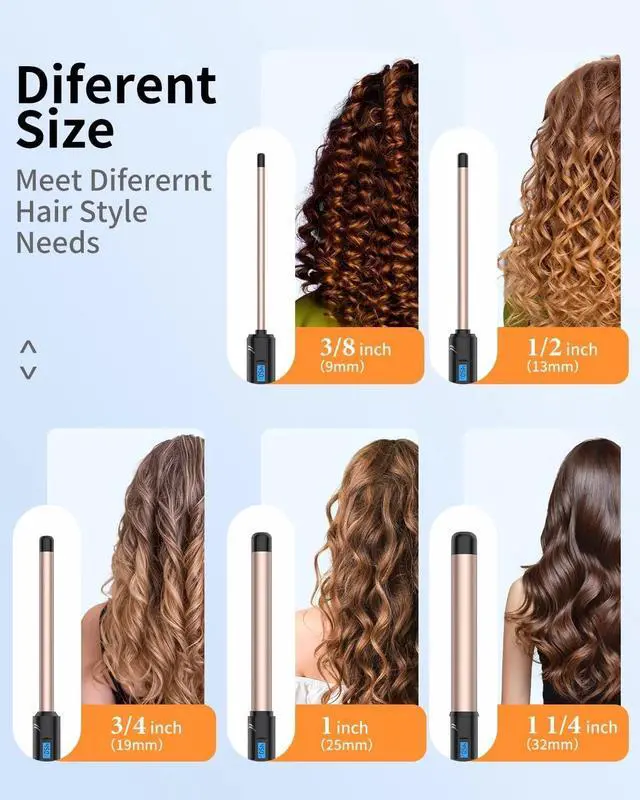 Alt view image 6 of 6 - _Mega Brand 1/2 Inch Curling Wand for Short & Long Hair Dual Voltage, Tourmaline Ceramic, 10 Adjustable Temp, Extra Long Barrel, Tight Curls & Waves Black