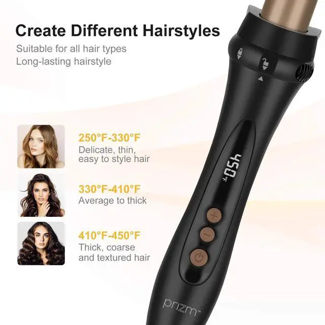 Alt view image 2 of 6 - _Mega Brand 5-in-1 Curling Wand Set 11 Temp Settings, Interchangeable Tourmaline Ceramic Barrels, Hair Wand for All Hair Types Brown