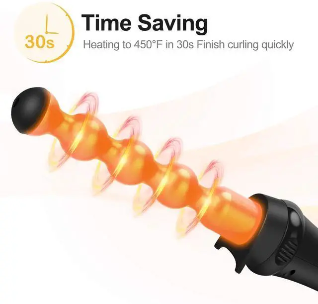Alt view image 5 of 6 - _Mega Brand 5-in-1 Curling Wand Set 11 Temp Settings, Interchangeable Tourmaline Ceramic Barrels, Hair Wand for All Hair Types Brown