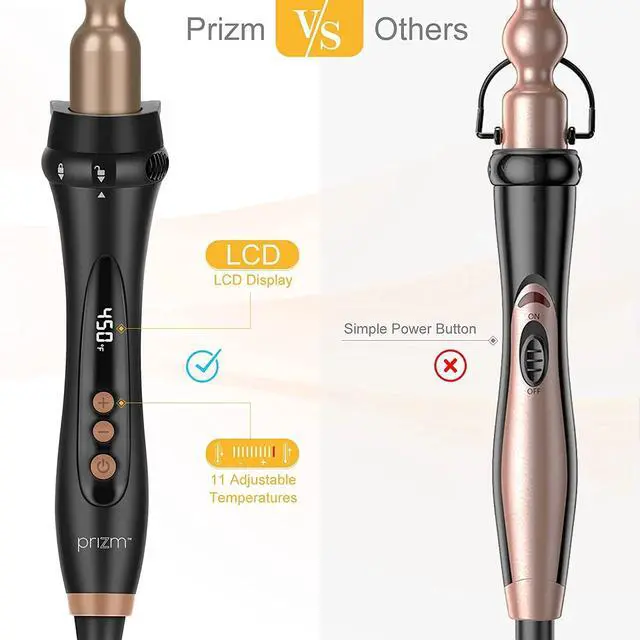 Alt view image 4 of 6 - _Mega Brand 5-in-1 Curling Wand Set 11 Temp Settings, Interchangeable Tourmaline Ceramic Barrels, Hair Wand for All Hair Types Brown