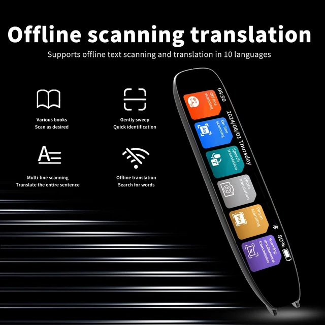 Alt view image 4 of 7 - Translation Pen, Scan Reading Pen, Multilingual Translator Device, Text to Speech & Scan-to-Text, Dyslexia Support for Learning Difficulties, Language Learners, Business Travelers & Elderly Users