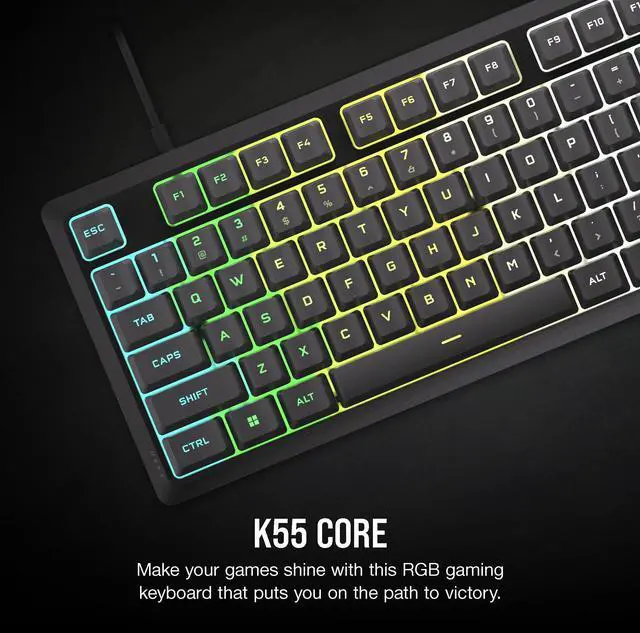 Alt view image 4 of 7 - _Mega Brand K55 CORE RGB Full Size USB Gaming Keyboard with Safety Leaflet, Black & Gray