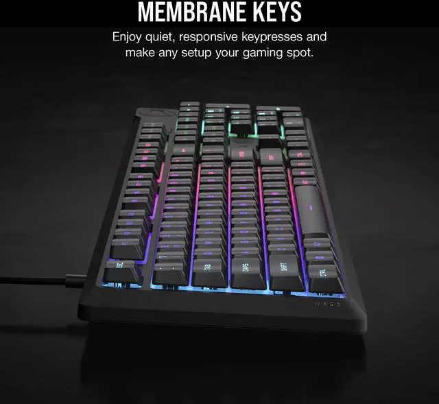 Alt view image 6 of 7 - _Mega Brand K55 CORE RGB Full Size USB Gaming Keyboard with Safety Leaflet, Black & Gray