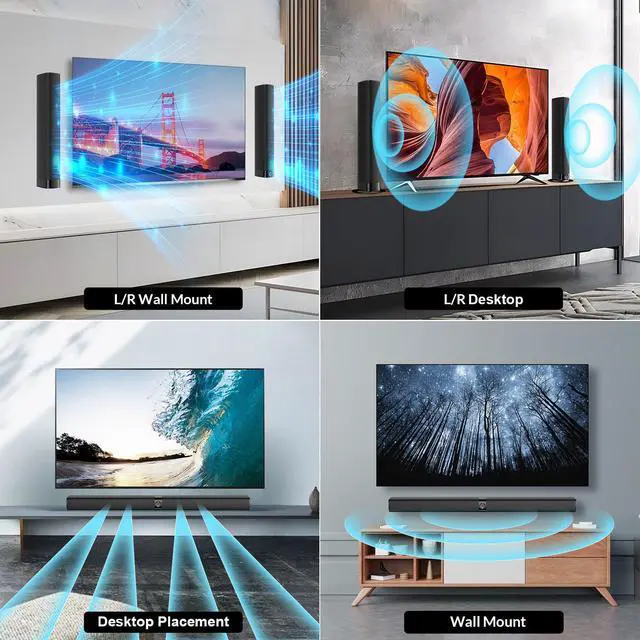 Alt view image 3 of 7 - _Mega Brand Sound Bar for Smart TV  Bluetooth/ARC/Opt/AUX Connectivity, Auto Volume Boost, 3 Equalizer Modes, 2-in-1 Detachable Soundbar for TV/PC/Gaming/Projectors