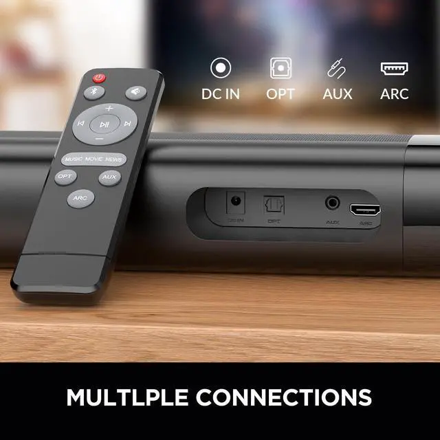 Alt view image 7 of 7 - _Mega Brand Sound Bar for Smart TV  Bluetooth/ARC/Opt/AUX Connectivity, Auto Volume Boost, 3 Equalizer Modes, 2-in-1 Detachable Soundbar for TV/PC/Gaming/Projectors