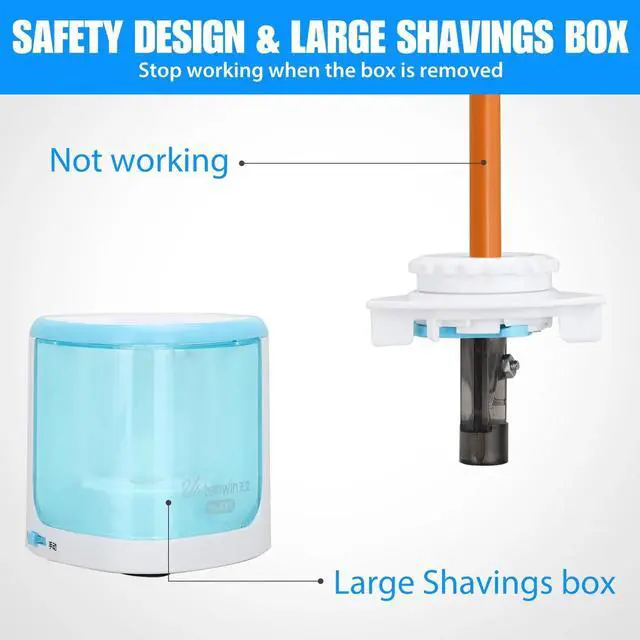 Alt view image 3 of 7 - _Mega Brand Electric Pencil Sharpener, Automatic Sharpener Fit for No.2 and 6-8 mm Pencils, Electric Sharpener with Auto Stop - Black