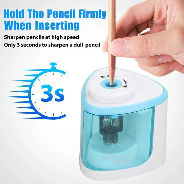 Alt view image 4 of 7 - _Mega Brand Electric Pencil Sharpener, Automatic Sharpener Fit for No.2 and 6-8 mm Pencils, Electric Sharpener with Auto Stop - Black