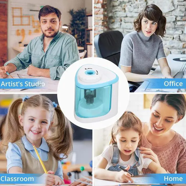 Alt view image 7 of 7 - _Mega Brand Electric Pencil Sharpener, Automatic Sharpener Fit for No.2 and 6-8 mm Pencils, Electric Sharpener with Auto Stop - Black