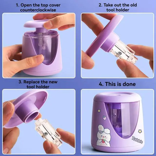Alt view image 5 of 6 - Pencil Sharpener Clearance, _Mega Brand 1 Set Automatic Pencil Sharpener Pencils Electric Sharpenersstationery Electric Pencil Sharpeners for Homesupply Battery Fully Automatic, Pen