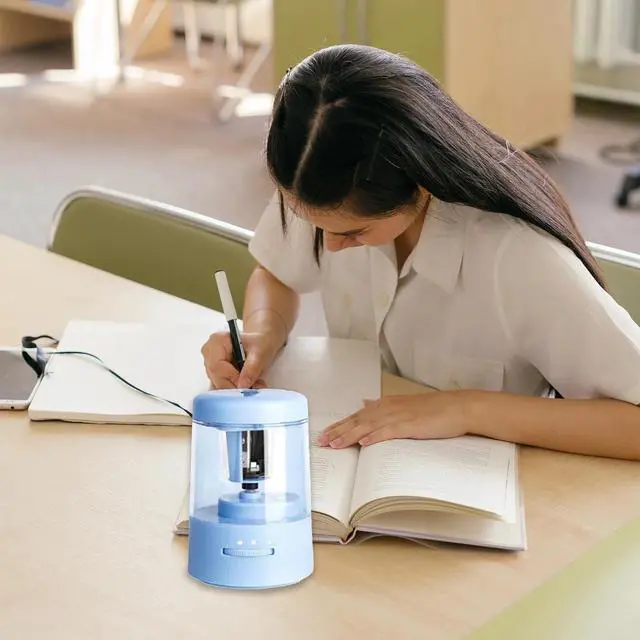 Alt view image 2 of 7 - Electric Pencil Sharpener, Pencil Sharpener for Colored Pencils, Auto Stop, Super Sharp & Fast,Rechargeable Hands-Free Pencil Sharpener for 6-12mm No.2/Colored Pencils/Office/Home