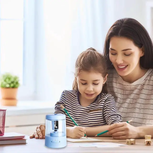 Alt view image 4 of 7 - Electric Pencil Sharpener, Pencil Sharpener for Colored Pencils, Auto Stop, Super Sharp & Fast,Rechargeable Hands-Free Pencil Sharpener for 6-12mm No.2/Colored Pencils/Office/Home