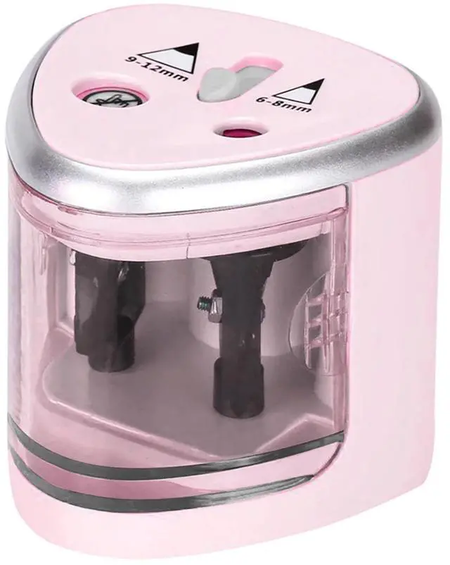 Main image of _Mega Brand piaybook Pen Electric Pencil Sharpener Double Hole Portable Pencil Sharpener Battery Operated,Pink