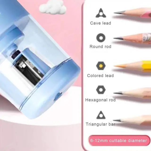 Alt view image 5 of 7 - Electric Pencil Sharpener, Pencil Sharpener for Colored Pencils, Auto Stop, Super Sharp & Fast,Rechargeable Hands-Free Pencil Sharpener for 6-12mm No.2/Colored Pencils/Office/Home