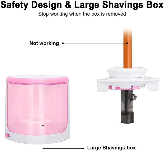 Alt view image 3 of 7 - Electric Pencil Sharpener, _Mega Brand Automatic Sharpener Fit for No.2 and 6-8 mm Pencils, Electric Sharpener with Auto Stop - Pink