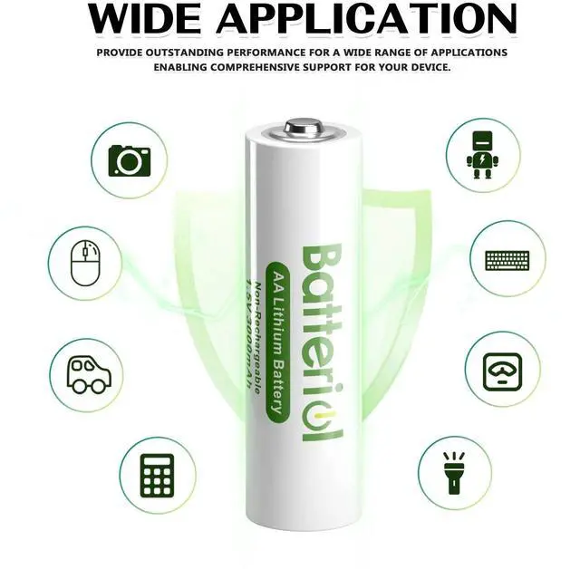 Alt view image 3 of 6 - _Mega Brand Lithium Batteries AA, 3000mAh 1.5V Long Lasting for Blink Camera, Flashlight, Video Doorbell, Toys, Remote Control, Non-Rechargeable 8 Pack