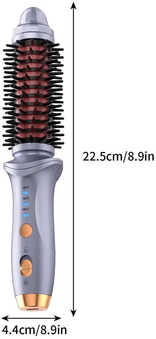 Alt view image 3 of 7 - _Mega Brand Cordless Portable Curling Iron Brush for Women, Instant Hair Curler Brush Styling Comb, Adjustable Temperature, Portable Hair Curling Iron Brush for Travel, purple