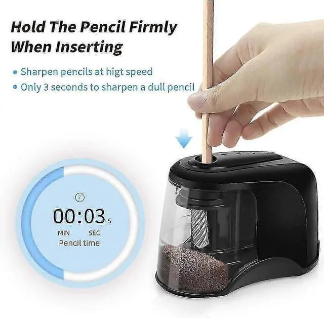 Alt view image 2 of 5 - _Mega Brand Electric Pencil Sharpener, Heavy-Duty Helical Blade to Fast Sharpen, Pencil Sharpeners for USB/Battery Operated, Suitable for No.2/Colored Pencils(6-8