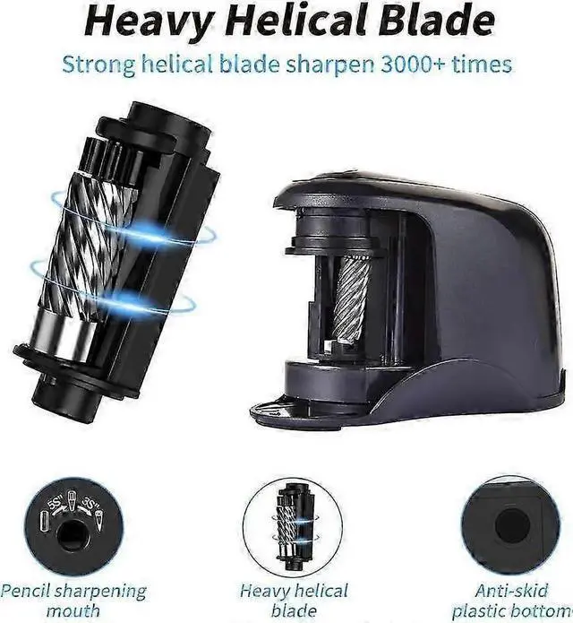 Alt view image 4 of 5 - _Mega Brand Electric Pencil Sharpener, Heavy-Duty Helical Blade to Fast Sharpen, Pencil Sharpeners for USB/Battery Operated, Suitable for No.2/Colored Pencils(6-8