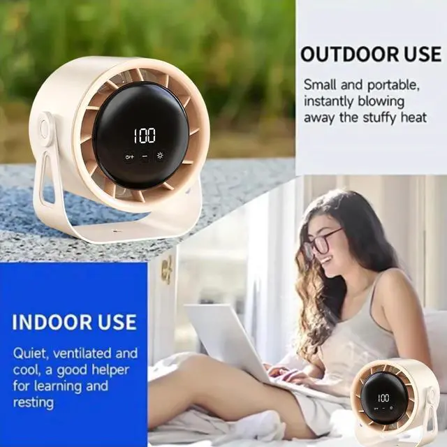 Alt view image 3 of 6 - _Mega Brand Portable Desk Fan, 7 Inch Small Table Fan with 100 Wind Speeds, LED Night Light, 4000mAh Rechargeable Battery Operated Personal Cooling Fan for Home Office