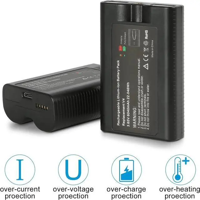 Alt view image 3 of 7 - _Mega Brand 6040mAh 3.65V Rechargeable Ring Camera Replacement Battery Compatible with Ring Video Doorbell 2/3/4/3 Plus/, Spotlight Cam, Stick Up Cam(2 Pack)