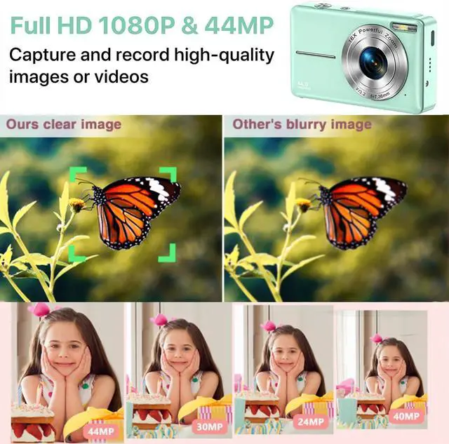 Alt view image 2 of 7 - _Mega Brand 1080P Digital Camera 16X Digital Zoom Compact Point and Shoot Camera Portable Small Camera Starter Camera for Teens Students Boys Girls Seniors(Green)
