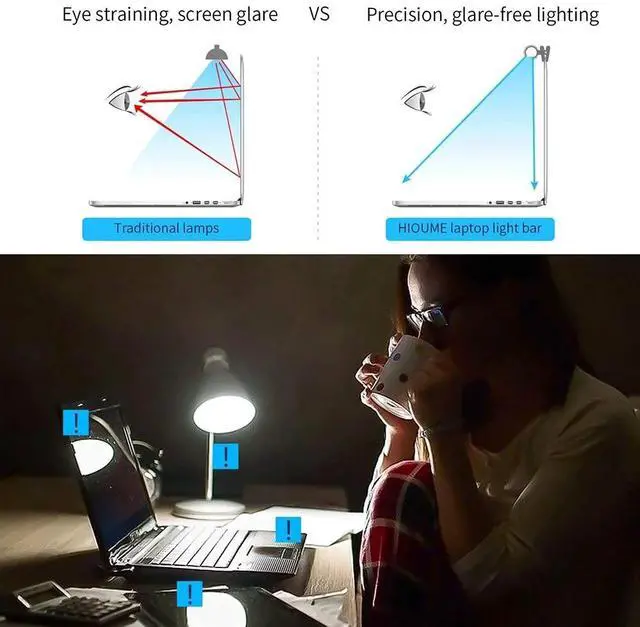 Alt view image 6 of 7 - _Mega Brand Laptop Light for Screen Reading Portable Computer Screen Hanging Light USB Powered Clip-on Laptop Hanging Lamp LED Laptop Light for Eye Care Save Space