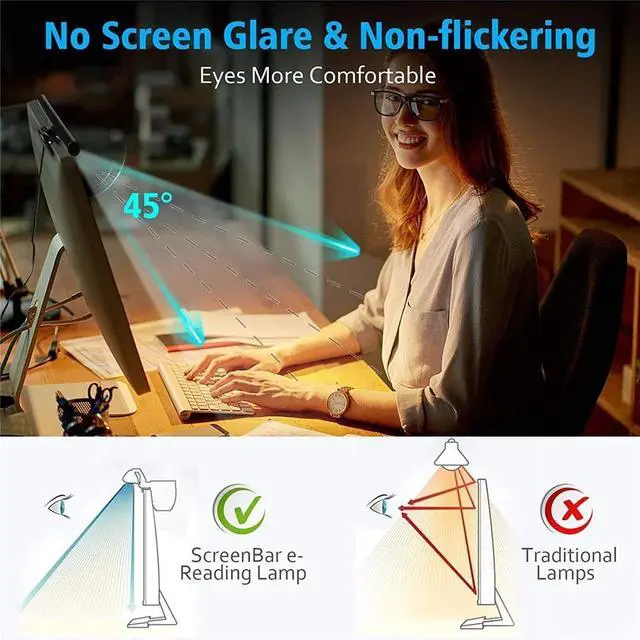 Alt view image 3 of 7 - _Mega Brand Computer Monitor Light, Screenbar e-Reading LED Task Lamp, USB Powered Screen Light Bar, Adjustable Brightness and Color Temperature, Eye Care Light for Office/Home