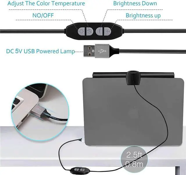 Alt view image 6 of 7 - _Mega Brand Computer Monitor Light, Screenbar e-Reading LED Task Lamp, USB Powered Screen Light Bar, Adjustable Brightness and Color Temperature, Eye Care Light for Office/Home