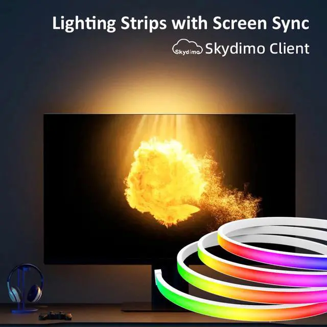 Main image of _Mega Brand Skydimo RGB Computer Ambient Lighting Strip with Screen Sync, Gaming LED Backlight for Monitors, Immersive RGB Lighting Effects for Gaming, Movies, and Cyberpunk Setup, USB-Powered