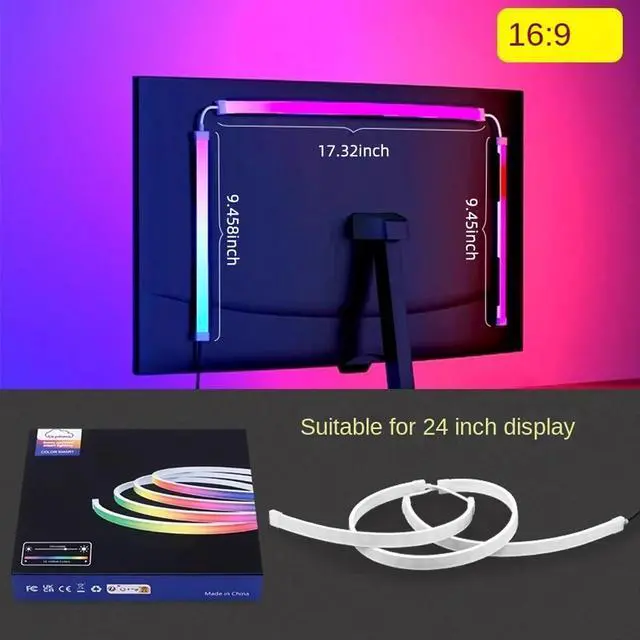 Alt view image 2 of 7 - _Mega Brand Skydimo RGB Computer Ambient Lighting Strip with Screen Sync, Gaming LED Backlight for Monitors, Immersive RGB Lighting Effects for Gaming, Movies, and Cyberpunk Setup, USB-Powered