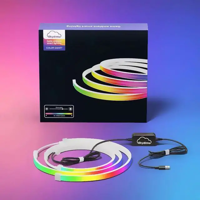 Alt view image 7 of 7 - _Mega Brand Skydimo RGB Computer Ambient Lighting Strip with Screen Sync, Gaming LED Backlight for Monitors, Immersive RGB Lighting Effects for Gaming, Movies, and Cyberpunk Setup, USB-Powered
