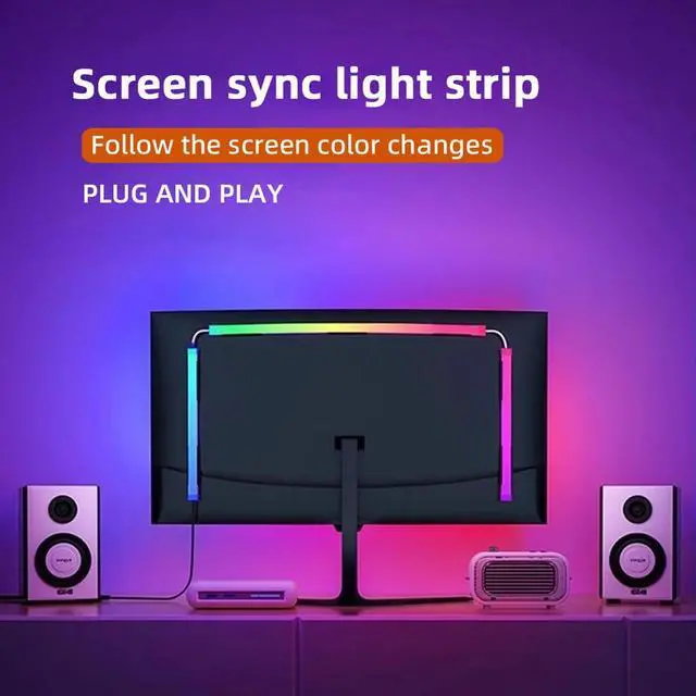 Alt view image 6 of 7 - _Mega Brand Skydimo RGB Computer Ambient Lighting Strip with Screen Sync, Gaming LED Backlight for Monitors, Immersive RGB Lighting Effects for Gaming, Movies, and Cyberpunk Setup, USB-Powered