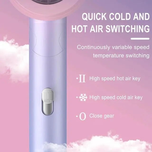 Alt view image 3 of 7 - _Mega Brand Portable Hair Dryer, 700W Foldable Mini Hair Dryer with Heating/Cold Settings, Lightweight Small Hair Blow Dryer for Home Travel Curly/Thin/Thick Hair Fast Drying